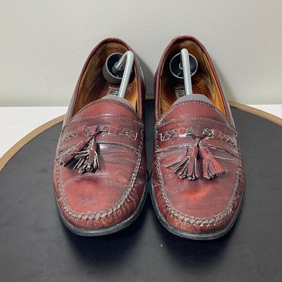 Florsheim Mens Tassel Loafers Burgundy Leather Made in Italy 10 D Dress Shoe main image 6